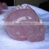 Indian Style Rose Quartz Crystal Skull Natural Rock Crystal Skull Halloween Gift thumbnail-2