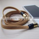 flat aux car audio cable, male-male 3.5mm connector car audio cable wire