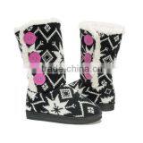 Shoes Children 2016 Wholesale Knit Slipper Boots With Pink Buttons Indoor Slippers thumbnail-1