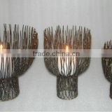 Wire Pillar Candle Holder in Bronze Finish