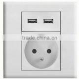 2100mAh Home Wall Charger Socket Plate Connector EU Plug Dual USB Ports Power Outlet Adapter Panel thumbnail-1