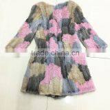 RB1 Lady Mixed Color Wholesale Knitted Mink Fur Coat thumbnail-2