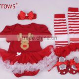 Wholesale 2016 Boutique Christmas Santa Baby Clothes Little Girl Cloth Infant Skirt Outfit Holiday Newborn Romper Sets thumbnail-4