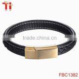 Genuine Leather Rope Magnetic Bracelet Locking Stainless Steel Bracelet for Men thumbnail-1