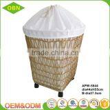 Home Large Storage Handmade Twist Paper Laundry Basket With Wheels thumbnail-1