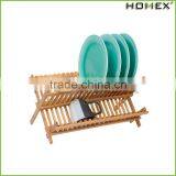 Hot Sale Kitchen Folding 2 Tier Bamboo Dish Bowl Rack Kitchen Accessories/Homex_Factory thumbnail-1