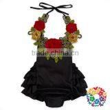 Wholesale Fashion Design Baby 3D Rose Flower Halter Bodysuit Backless Custom Made Rompers thumbnail-1