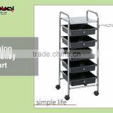 Colorful Rolling 8 Drawer Plastic Storage Cleaning Trolley Cart With Drawers thumbnail-2