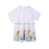 Colorful Flower Girls Embroidery White Short Sleeve Cotton Dress Childern Frock Model Hand Embroidery Designs For Baby HSD5944 thumbnail-1