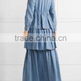 Latest Ruffled Tiered Tencel-chambray Long Sleeve Maxi Dress Names Of Ladies Drsses Designs Photos 2016 HSD5675 thumbnail-4