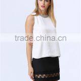 Women Fashion Casual Tops With Beaded Neckline and Pleazed Chiffon Back Details thumbnail-4