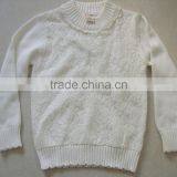 Hight Quality 100% Cotton Baby Girls Sweater Design With Lace O Neck Kids Sweater OEM Service(BKN5259)