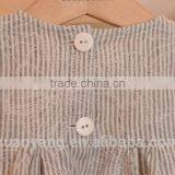 2017 Latest Western Style Kids Stripe Clothing Wholesale Cotton Frock Design Baby Linen Dress thumbnail-5