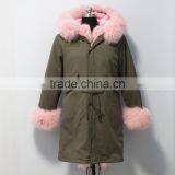 Myfur Baby Pink Thick Part Fox Fur Trimmed Luxury Ladies Fashion Long Parka thumbnail-1