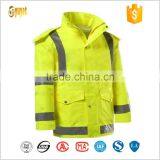 Promotional Reflective Yellow Mens Raincoat With Hood thumbnail-1