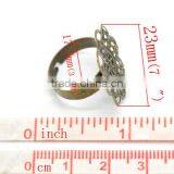 Antique Bronze Adjustable Filigree Flower Rings 17.5mm US 7, Sold per Pack of 20,Jewelry thumbnail-1