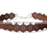 Hot Choker Fashion Korea Velvet Hollow Laser Caving Flowers Collar Choker Womens Suede Flower Laser Cut Necklace Jewelry thumbnail-2