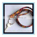 Hot Selling Tribal Print Lanyard Boho Cotton Fabric Keychain for Office Lady
