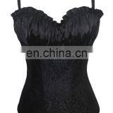 High Quality Black Floral Pattern Ruffled Top Sexy Corset Lingerie thumbnail-5