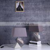 Western Modern Design Geometric Modeling White Ceramic Base Bedside Table Lamps for Home Decor thumbnail-6