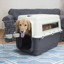 Plastic Kennels Rolling Plastic Airline Approved Wire Door Stackable Pet Travel Cage thumbnail-3