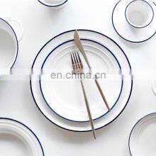 Cheap Vintage Customized Logo Printing Blue Metal Steel Tin Enamel Coating Camping Plate thumbnail-4