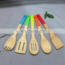 Wholesale Colorful Non-stick Lacquered Handle Kitchen Bamboo Bbq Spatula thumbnail-1