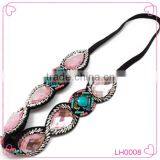 Wholesale Cheap Adjustable Latest Wide Sport Handmade Crystal Beaded Elastic Hair Band thumbnail-1