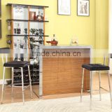 BAR COUNTER WITH CURIO AND BAR CHAIRS