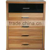 Glossy Walnut Narrow Tall Boy Drawer Chest thumbnail-1