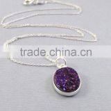 Sterling Silver Druzy Gemstone Necklace thumbnail-2