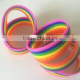 Wholesale Fashion Gifts 1/2 Inch Silicone Tricolors Stripe Colors 6 Layers Rainbow Gay Pride Flag Wristband thumbnail-1