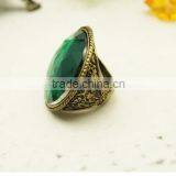 Green Big Round Gemstone Cutting Flower Vintage Ring Jewelry For Women thumbnail-4