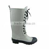 White Lace-up Fashion Lady Rubber Rain Boots