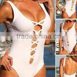 White Sexy Plunge Crisscross Open Bikini With Scoop Back PW- LC41071 thumbnail-1