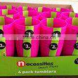 Picnic tumblers PP 4PC (Pink-RHODAMINE RED) in display box paking #TG1002EG
