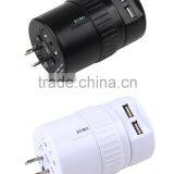 High Quality 360-Degree Rotating 5V/2.1A Universal Multi 2 USB Travel Adapter thumbnail-3