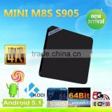 mini m8s smart tv box kodi 16.0 Factory Price 4K Android TV BOX Mini M8S S905 amlogic 2gb+8gb S905 android tv M8S M8S+ MINI MX