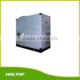 Chicken house ventilation fan with motorized damper