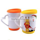 Rubber Bottom Mug With Silicone Lid Sublimation Ceramic Mug