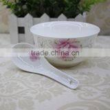 white ceramic bowl wholesale,rice bowl,soup bowl with spoon,creal bowl with decal