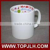 Promotional Plain White Double Wall Pure White Ceramic Mug With Handle thumbnail-5