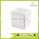 Black Faux Leather Ottoman Coffee Table With Storage Collapsible Square Cube thumbnail-2