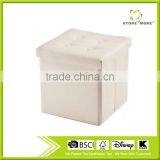 Black Faux Leather Ottoman Coffee Table With Storage Collapsible Square Cube thumbnail-3