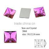Wholesale Square Rose Color Garment Beads Crystal Sew on Stone for Clothing Making thumbnail-1