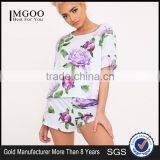 Custom Print Women Floral Print Grey Full Printing Flowers Ladies Pyjama Set Digital Printed Pajama Set thumbnail-1