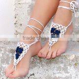 Latest Fashion Contrasted Color Ladies Highheel Crochet Sandals thumbnail-1