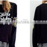 Female Black Round Collar Collar Fleece. thumbnail-1