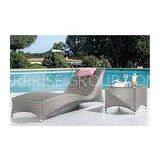 Silver Single Rattan Chaise Lounge Outdoor Wicker Sunbeds With Pillow