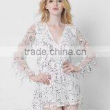 New Long Sleeves Deep V Sexy Dress Net Yarn Tassel Sequins Skirt Summer thumbnail-3